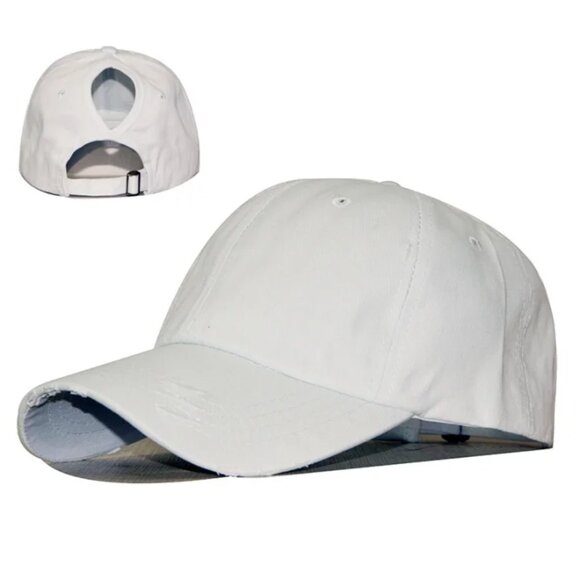 NWT Ponytail Cap Custom Women's White Golf Hat OS - Picture 5 of 5